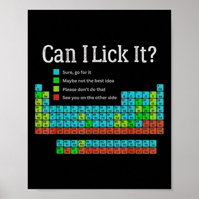 Affiche Can I Lick It Funny Back To School Periodic Table  (Devant)