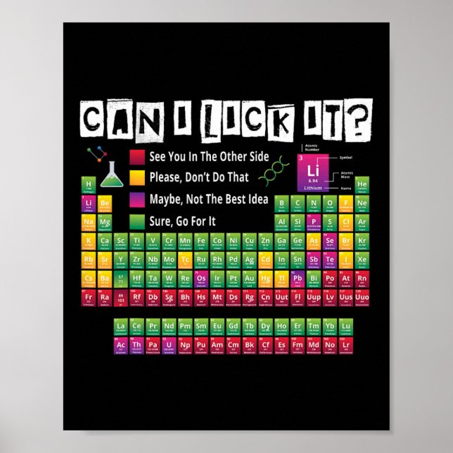 Affiche Can I Lick It Funny Periodic Table Science Teacher (Devant)