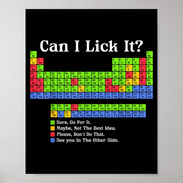 Affiche Can I Lick It Periodic Table Chart Science Teacher (Devant)