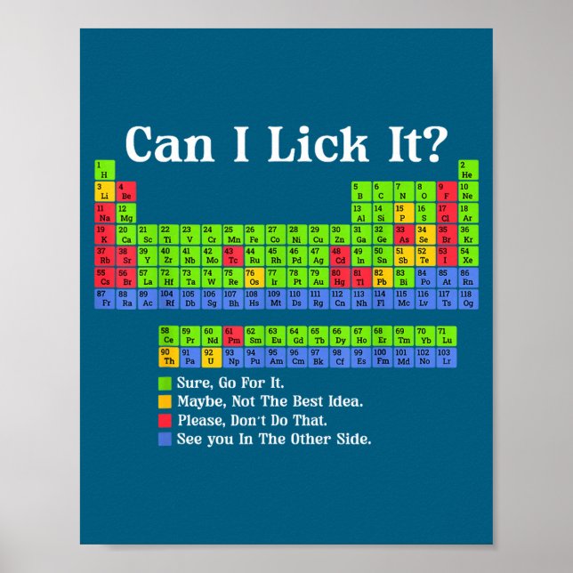 Affiche Can I Lick It Periodic Table Chart Science Teacher (Devant)