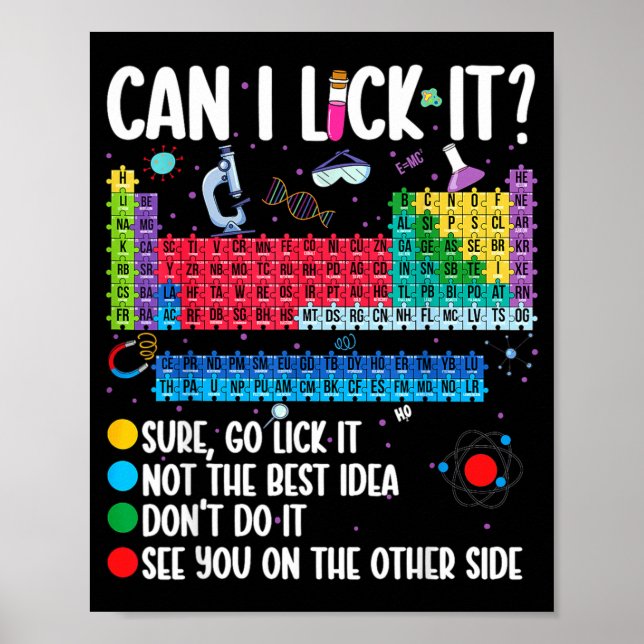 Affiche Can I Lick It Periodic Table Funny Science Chemist (Devant)