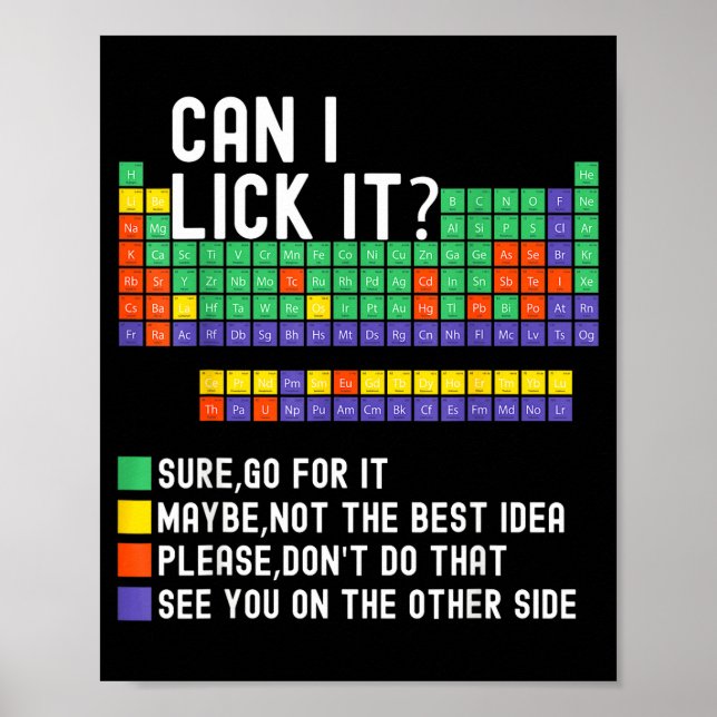Affiche Can I Lick It Periodic Table Funny Science Teacher (Devant)