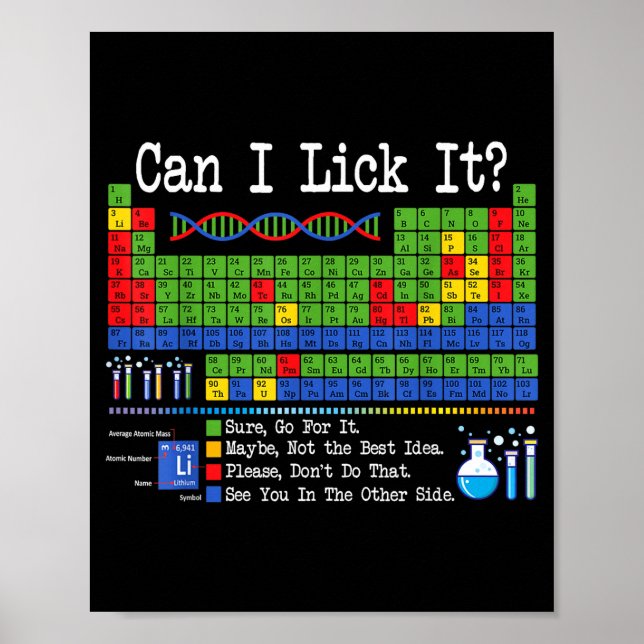 Affiche Can I Lick It Periodic Table Funny Science Teacher (Devant)
