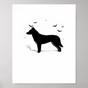 Affiche Canaan Chien - Halloween Lune Silhouette Classique
