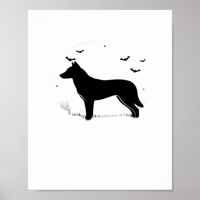 Affiche Canaan Chien - Halloween Lune Silhouette Classique (Devant)