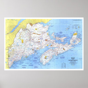 Affiche " Canada : 1975 Maine avec les provinces maritimes