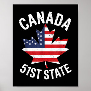 Affiche Canada 51e État Drapeau américain Canada 51e État 