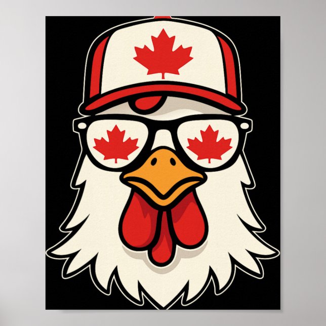 Affiche Canada Day Canadian Flag Maple Leaf Chicken Sungle (Devant)