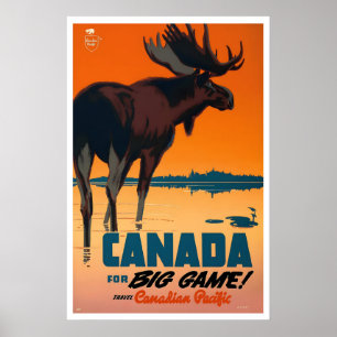 Affiche Canada des années 1950 pour le Gros Gibier ! Chass