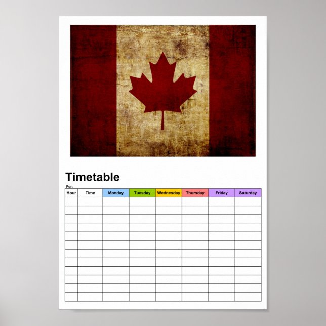 Affiche Canada/drapeau grunge  / Horaire (Devant)
