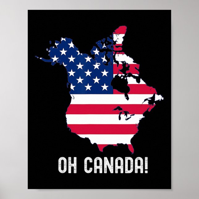 Affiche Canada États-Unis 51e Carte de l'État Drapeau amér (Devant)
