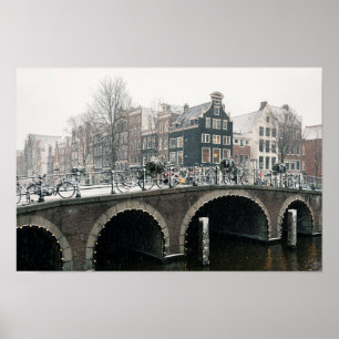 Affiche Canal à Amsterdam en hiver