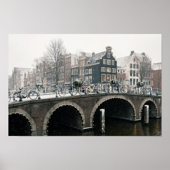 Affiche Canal à Amsterdam en hiver (Devant)