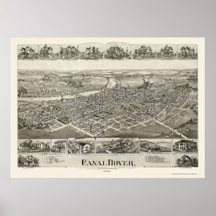 Affiche Canal carte panoramique de Douvres, OH - 1899
