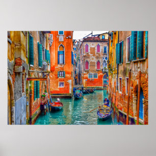 AFFICHE CANAL COLORÉ DE VENISE, ITALIE