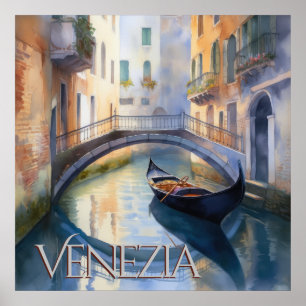 Affiche Canal d'aquarelle magique à Venise Travel