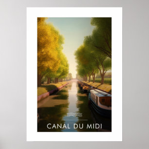 Affiche Canal du midi - France - illustration