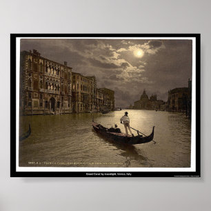 Affiche Canal grand par clair de lune, Venise, Italie