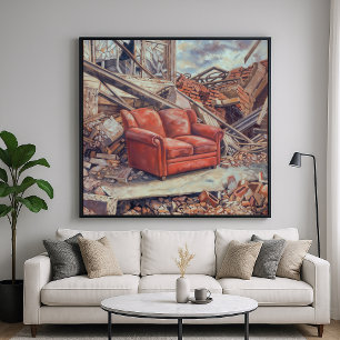 Affiche Canapé Rouge En Rouble - Art De Beauté Inattendu