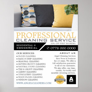 Affiche Canapés, Service de nettoyage Publicité