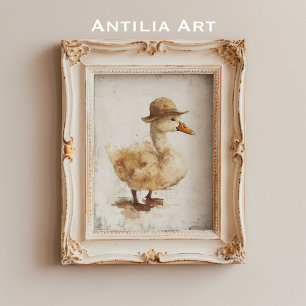 Affiche Canard au Chapeau Peinture Caneton Fantaisiste Rus