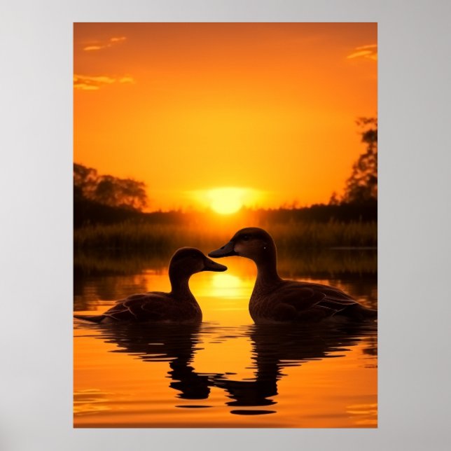 Affiche Canard au coucher de soleil magnifique (Devant)