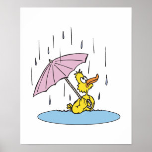 Affiche canard avec parapluie