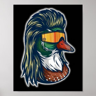 Affiche Canard colvert avec mullet et lunettes