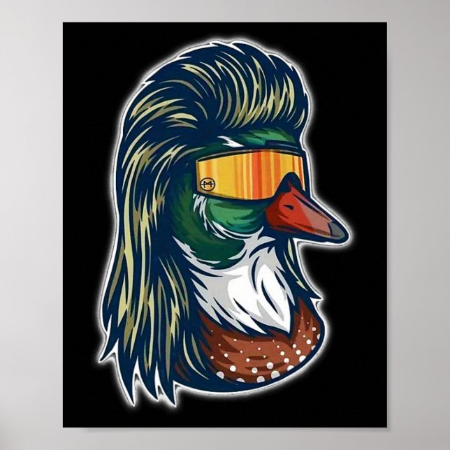 Affiche Canard colvert avec mullet et lunettes  (Devant)