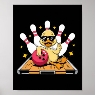 Affiche Canard Cute Avec Sungles Jouant Au Bowling Pour Ho