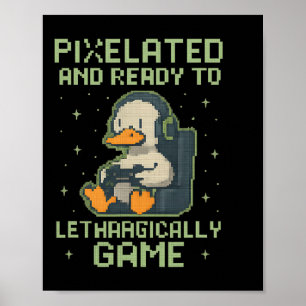 Affiche Canard de joueur pixelisé Conception de parodie de