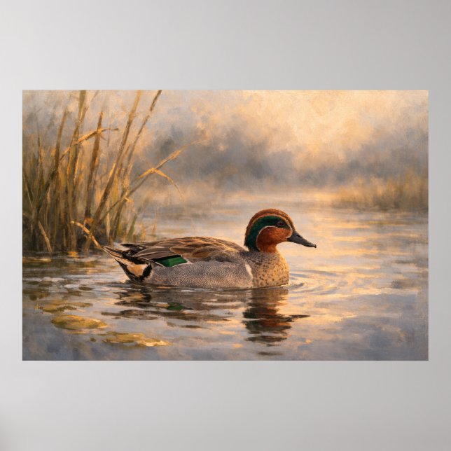 Affiche Canard des marais | Art de la faune côtière | Affi (Devant)