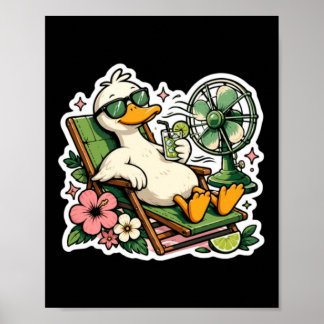 Affiche Canard d'été drôle Mode de vacances relaxant Tropi