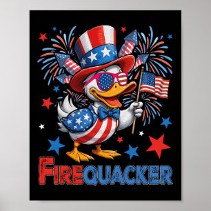 Affiche Canard drôle du 4 juillet Firequacker patriotique 
