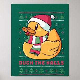 Affiche Canard drôle et mignon Puns Joyeux canard de Noël 