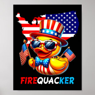 Affiche Canard du 4 juillet Feu d'artifice Patriotique Qua