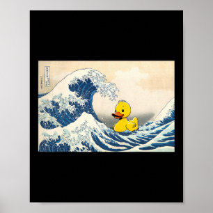 Affiche Canard en caoutchouc Grande Vague Mignon Caneton C