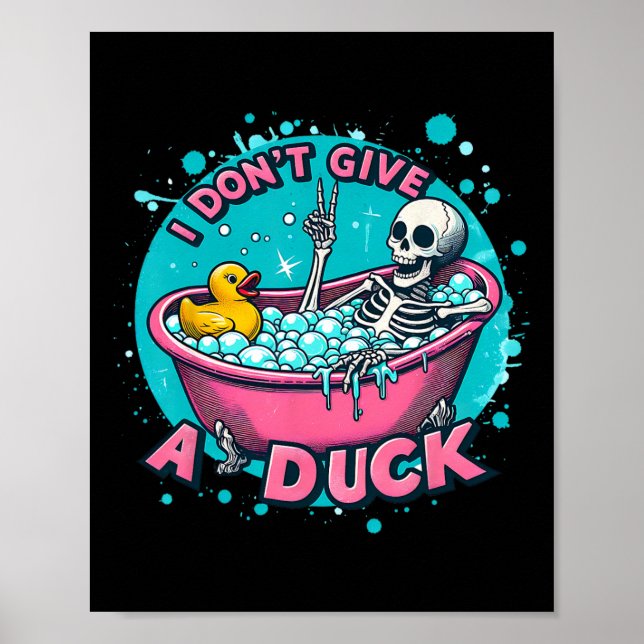 Affiche Canard en caoutchouc humour de bain squelette drôl (Devant)