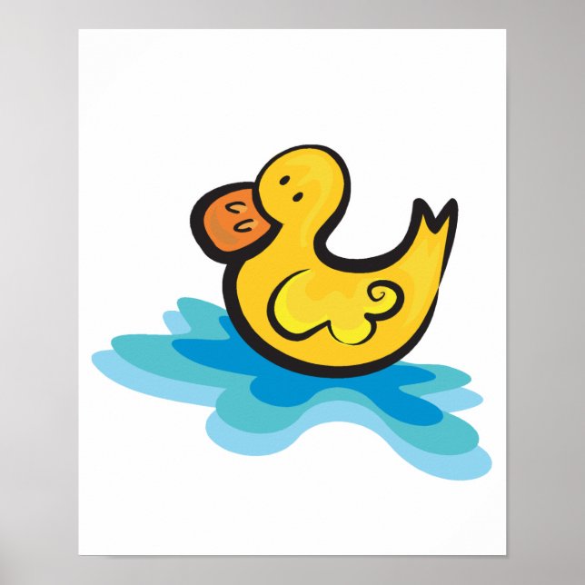 Affiche canard en caoutchouc mignon dans la baignoire (Devant)