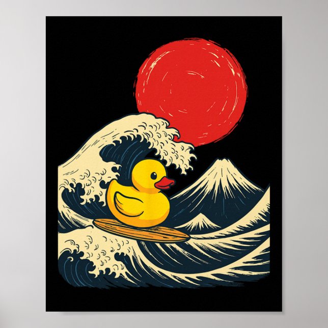 Affiche Canard en caoutchouc surfant japonais _3 (Devant)
