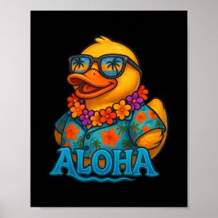 Affiche Canard en caoutchouc tropical Lei hawaïen Aloha Ca