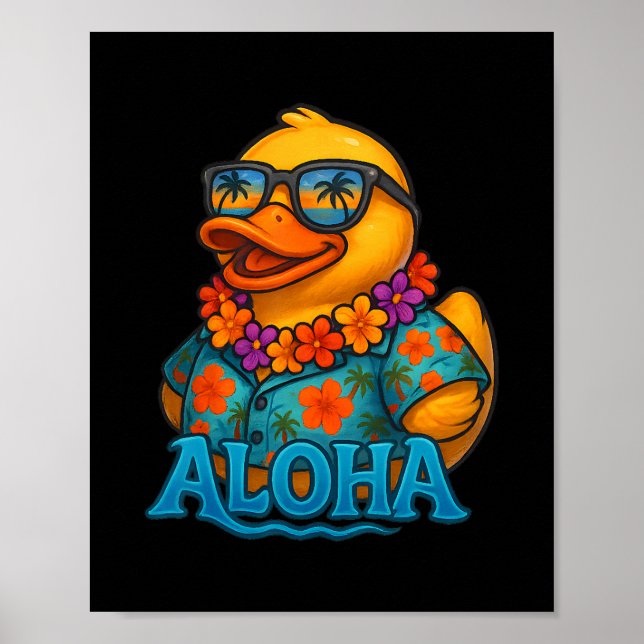 Affiche Canard en caoutchouc tropical Lei hawaïen Aloha Ca (Devant)