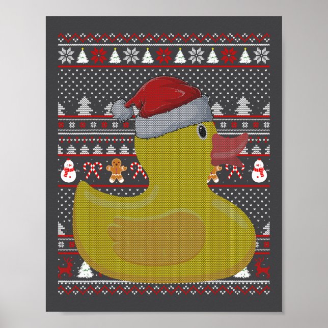 Affiche Canard en caoutchouc Vilain Santa Hat Canard Noël (Devant)