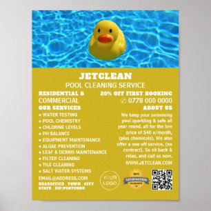 Affiche Canard flottant, Nettoyage de la piscine
