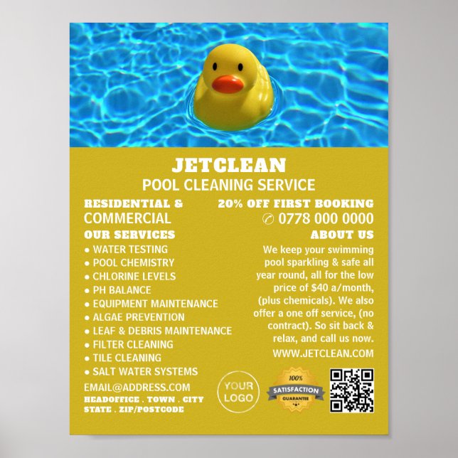 Affiche Canard flottant, Nettoyage de la piscine (Devant)