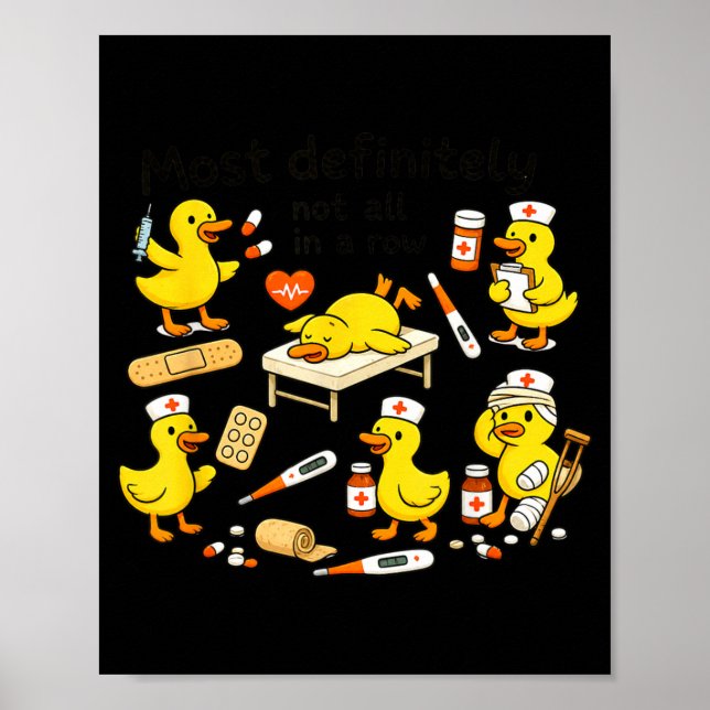 Affiche Canard infirmière drôle pas du tout en rangée (Devant)
