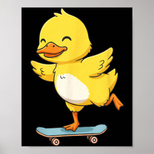 Affiche Canard jaune drôle skater planche à roulettes ball