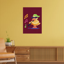 Canard Jouer Musique Pixel Art
