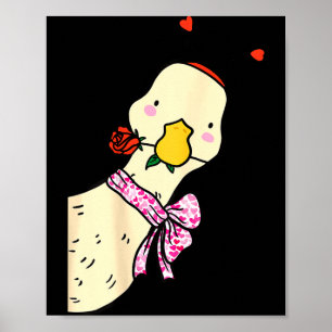 Affiche Canard Kawaii Rose Cœur Arc Jour de la Saint-Valen