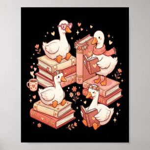 Affiche Canard lisant des livres de bibliothécaire de la S